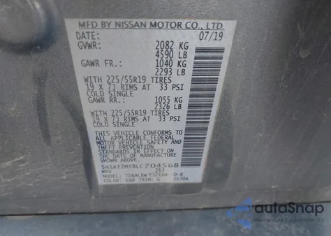 2020 Nissan Rogue Sl Fwd from USA, damaged, VIN 5N1AT2MT8LC704568
